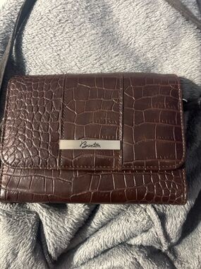 Brighton Brown Croc-Embossed Leather Crossbody